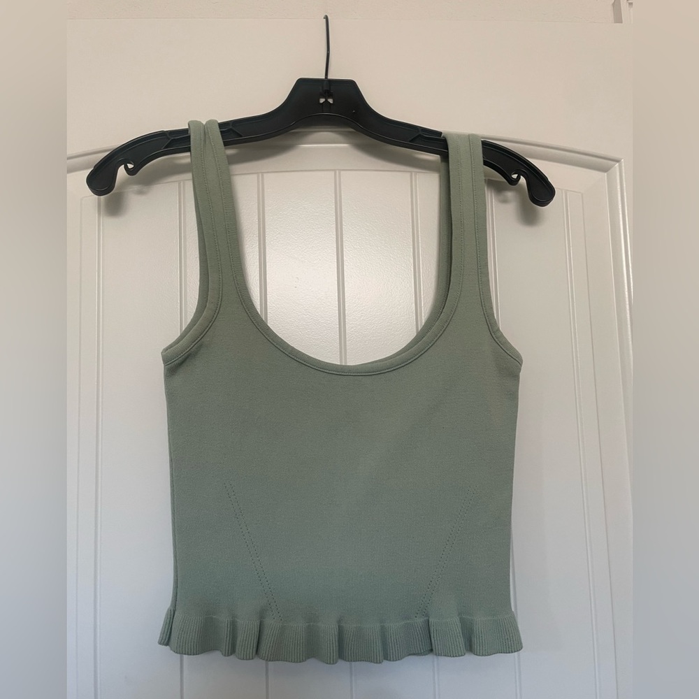 Zara Light Green Ribbed Tank Top